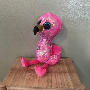 TY Flippables Sequin Plush - PINKY The Flamingo  Size 14 Inches  2018 Used